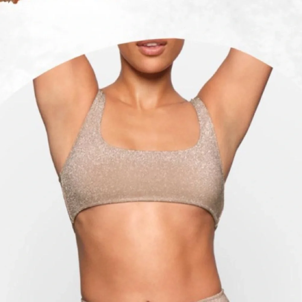 Skims Women’s Gold/Tan Glitter Swim Scoop Bikini Top Size 3X